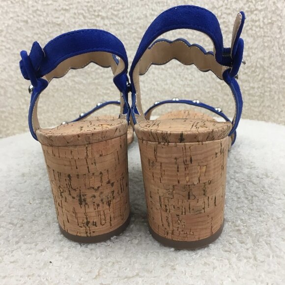 9,5 M new Gorgeous Blue Suede Vaneli Mavis Sandals Blue suede cork heels sandals - Picture 9 of 12